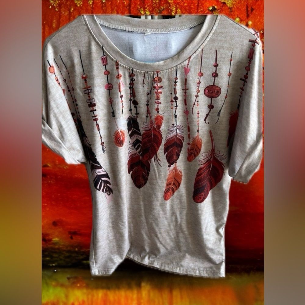 Boho feather tshirt in small